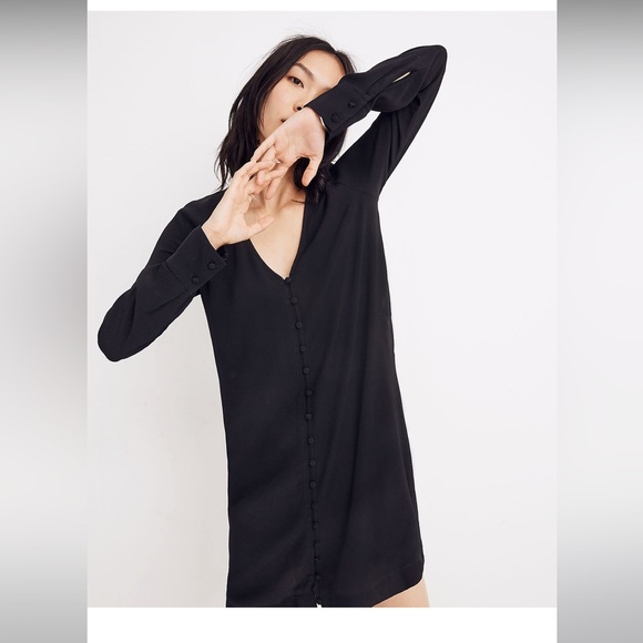 Madewell medium Heather Long-Sleeve Button-Front Dress k7351 - Picture 2 of 7